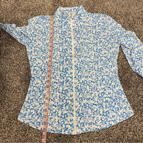 Tommy Bahama Golf and Tennis Blue and White Print Full Zip Jacket Sz Medium - Picture 7 of 7